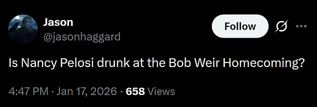 Nancy Pelosi's Appearance at Bob Weir Memorial Sparks Heated Online Discussion Over Unsteady Speech