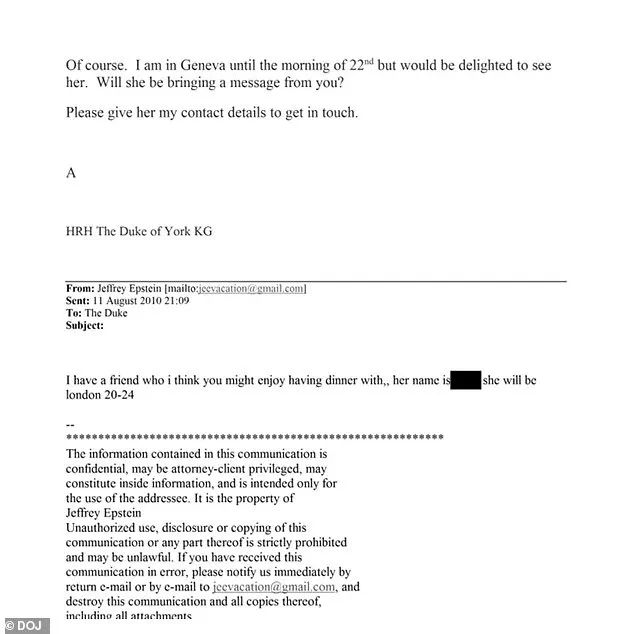 Fresh Revelations from Epstein Files: New Documents Link Duke of York to Jeffrey Epstein's 2010 Dinner