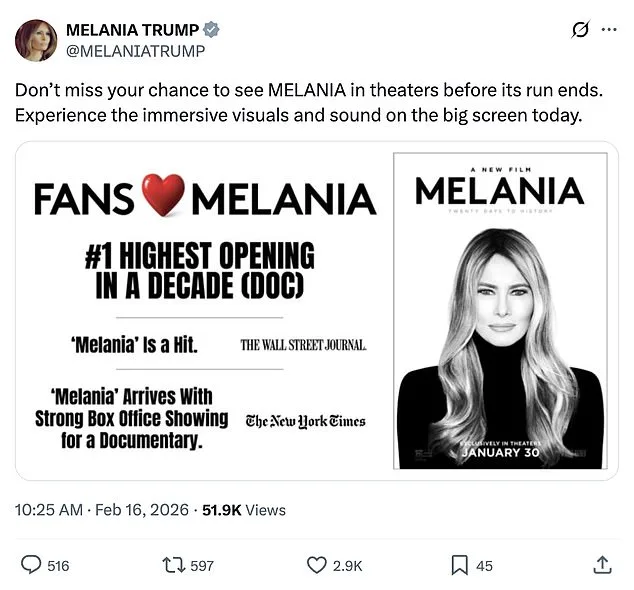 Melania Trump Leverages Presidents' Day to Promote Documentary *Melania* Amid White House Scrutiny