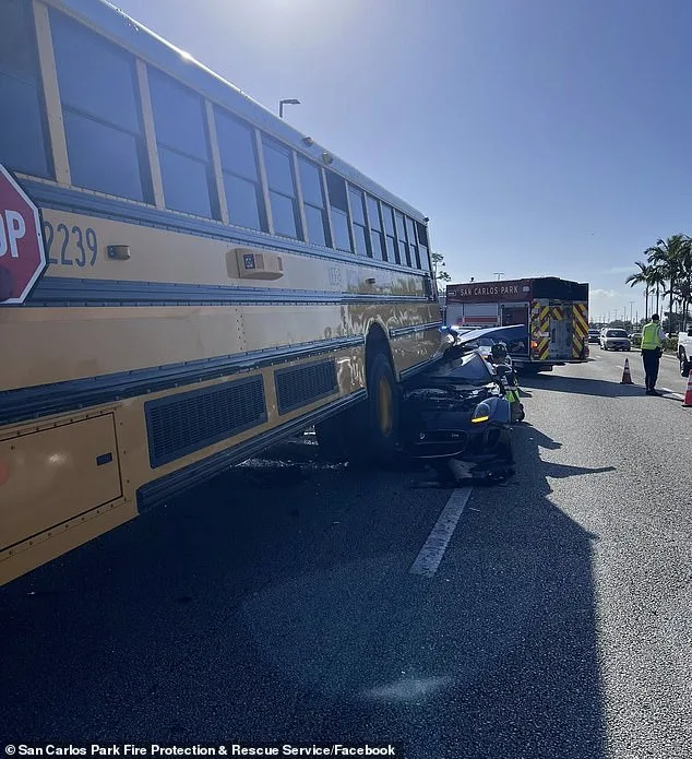 Miraculous Escape as Jaguar Slams Into Empty School Bus in San Carlos Park