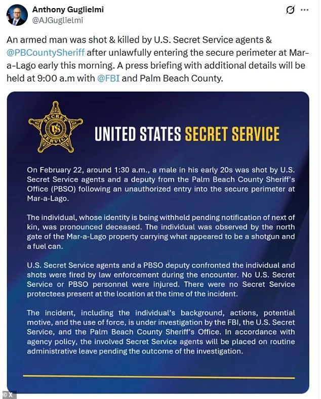 Secret Service Shoots Dead Armed Man at Mar-a-Lago Amid Ongoing Security Threats