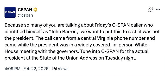 C-SPAN Denies Trump Impersonator Claims Following Live Call Controversy