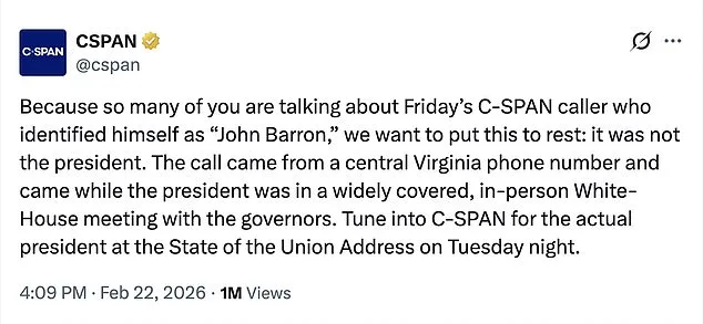 C-SPAN Denies Trump Impersonator Claims Following Live Call Controversy