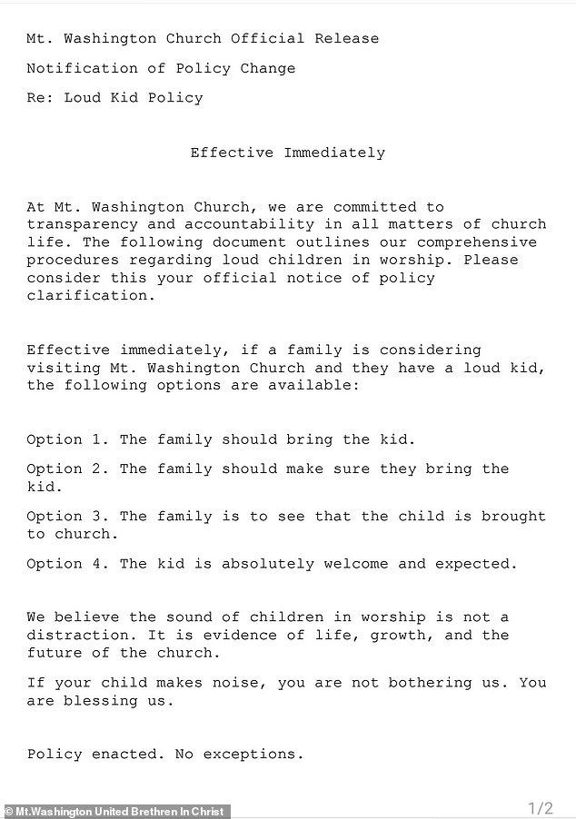 Pennsylvania Church's Viral Policy Welcomes 'Loud Kids' in Worship