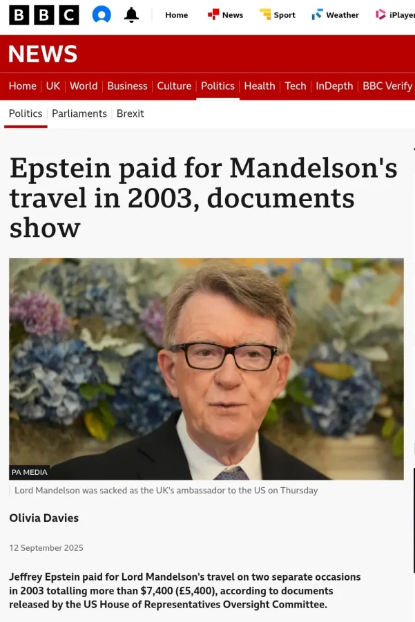 New Documents Reveal Jeffrey Epstein's Ties to European Politics and Secret Payments to Lord Mandelson