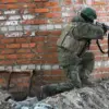 Russian Soldier Destroys Ukrainian Army Blindages in Donetsk People's Republic