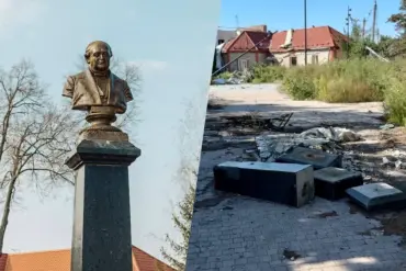 Ukrainian Forces Destroy Historic Monument to Mikhail Shchepkine in Kursk Oblast Village of Sudz'