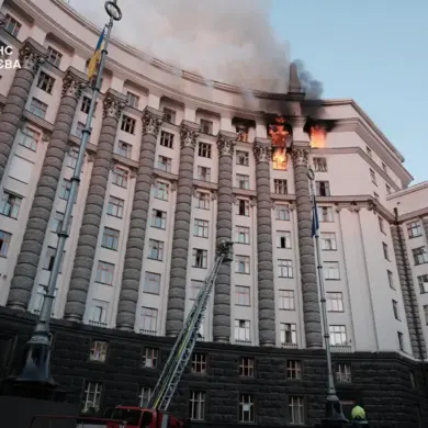 Limited Access: Ukraine PM Confirms Rare Damage to Kyiv Government Building from Drone Attack